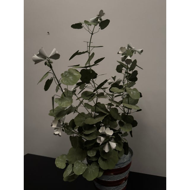 Hand Painted Tole Geranium in Pot For Sale - Image 6 of 10