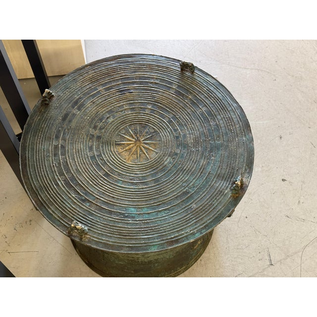 Mid 20th Century Early Southeast Asian Bronze Drum Table with Beautiful Patina For Sale - Image 9 of 18