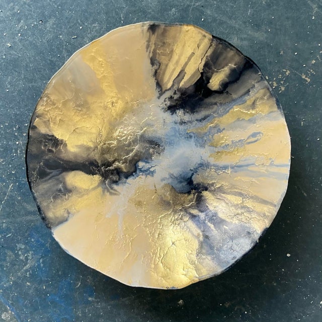 Late 20th Century Vintage Boho Reverse Painted Bowl For Sale - Image 5 of 11