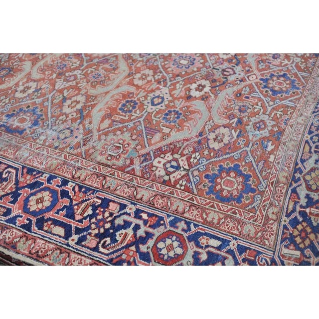 Antique Geometric Jagged Flower Pattern Rug 9.7 x 13 For Sale - Image 4 of 13
