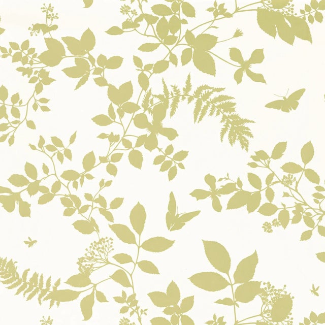 Contemporary Sample - Schumacher Shadow Vine Wallpaper in Chartreuse For Sale - Image 3 of 3