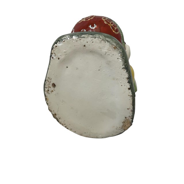 Vintage Famille Rose 8” Laughing Lucky Girl Statue Figurine Offerings of Food For Sale In San Francisco - Image 6 of 7