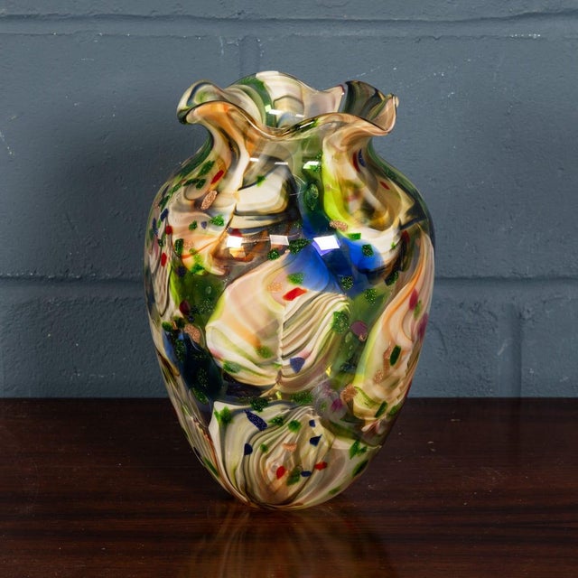 Vintage Italian Hand Blown Millefiori Glass Vase, Murano, 1990s For Sale - Image 13 of 18