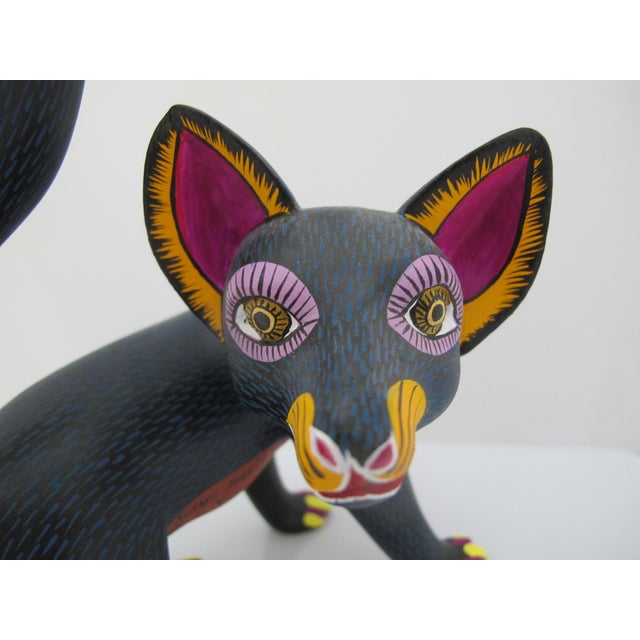 Mexican Oaxacan Alebrije Turning Fox Wood Carving Mexican Folk Art Figure Sculpture For Sale - Image 3 of 14