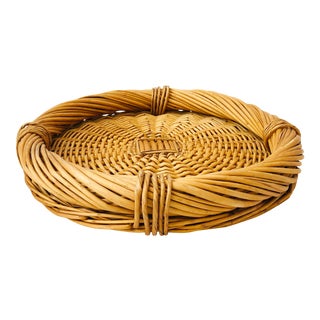 Large Vintage Woven Tray For Sale