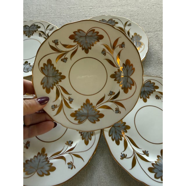 Antique Grosvenor Rosslyn Bread Plates Set of Five 6.5 Inch English Bone China For Sale - Image 4 of 9