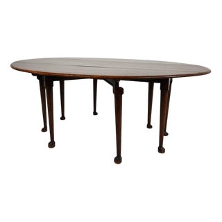 Antique English Victorian Oval Drop-Leaf Dining Table For Sale