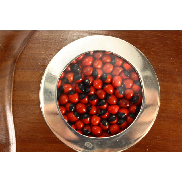 Brown Mid 20th Century Leaf Shape Peruvian Tray, Cumaru Wood, Sterling Silver & Huyaruru Seeds For Sale - Image 8 of 14