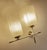 Pair of Vintage french sconces with square opaline glass shades with a contrasting checkered serigraphed pattern , mounted...