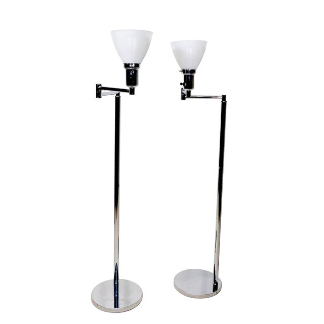 Metal Pair of Walter Von Nessen Flex Arm Bauhaus Design Floor Lamps C. 1970's For Sale - Image 7 of 14