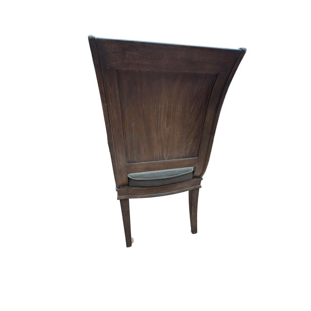 Gray Bernhardt Set of Six Transitional Walnut Dining Chairs With Charcoal Upholstery For Sale - Image 8 of 14