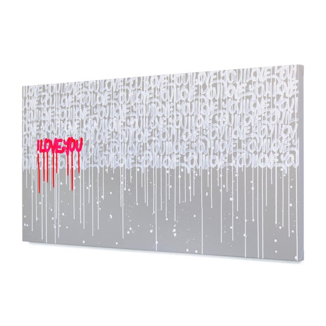 Contemporary My Heart Lights Up When I'm With You - Original Love Text Street Art Painting on Canvas For Sale - Image 3 of 9
