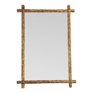 Antique Dutch Giltwood Faux Bamboo Repousse Wall Mirror For Sale
