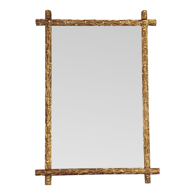 Antique Dutch Giltwood Faux Bamboo Repousse Wall Mirror For Sale