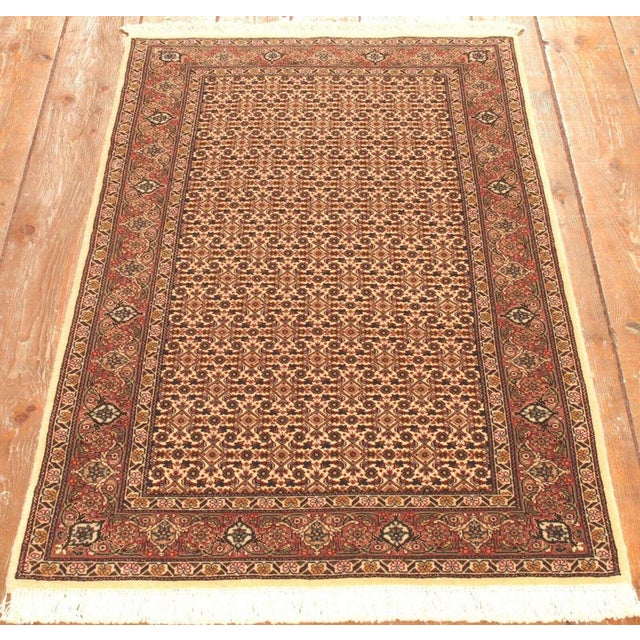 Hand-Knotted Middle Eastern Rug in Wool & Silk For Sale - Image 4 of 7