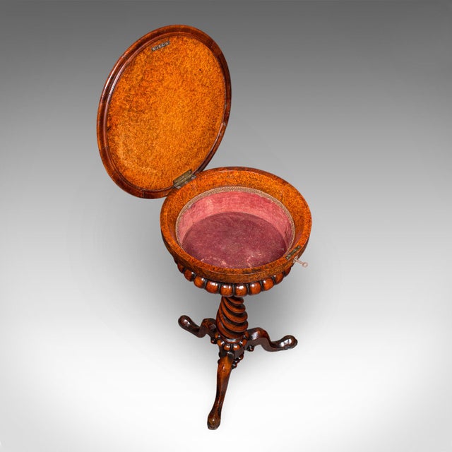 Brown Antique Spirits Table, English, Burr Maple, Glasses Stand, Teapoy, William IV For Sale - Image 8 of 12