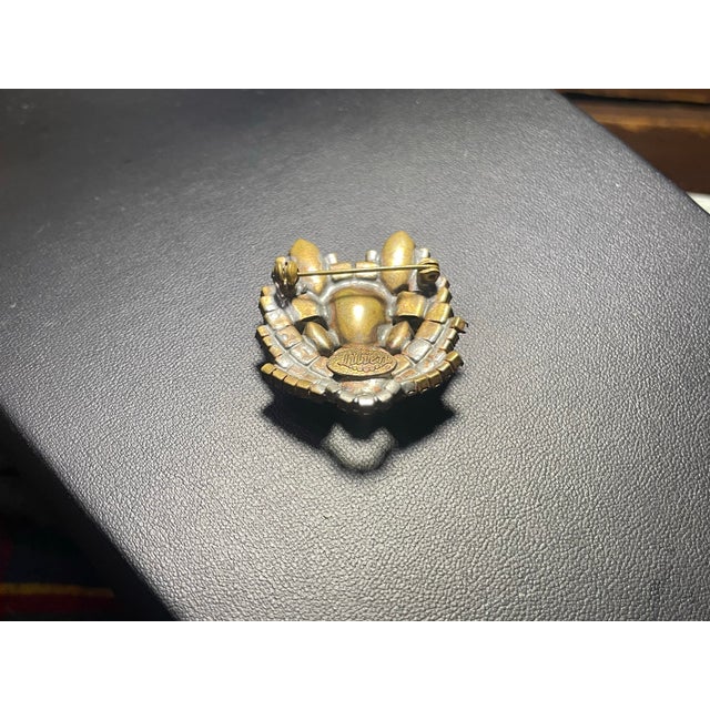 1950s Lilien Czech Glass Brooch, Sprite Face. Signed. For Sale - Image 4 of 5