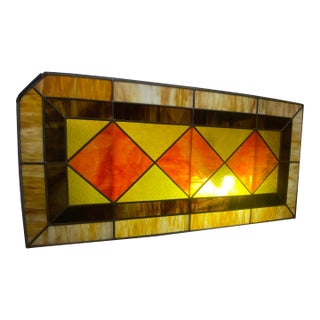 4 Matching Frank Loyd Wright Inspired Stained Glass Window Original 1900 -1930’s Bungalow Prairie Style Bungalow Transoms Architectural Salvage For Sale