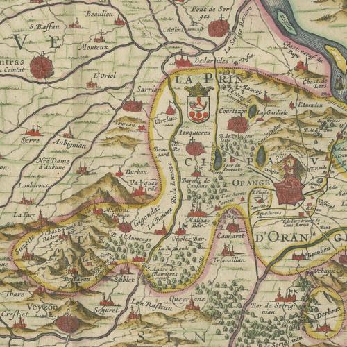 Antique Blaeu Map of the Principality of Orange and Avignon, 1642 For Sale - Image 4 of 12