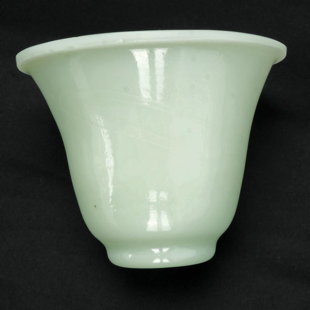 Pair Chinese Peking Glass Wine Cups Jade Color Circa 1920 For Sale - Image 4 of 7