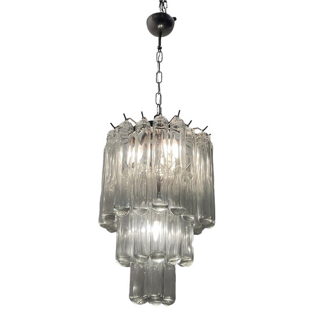 Murano Glass Tube Chandelier by Venini, 1970s For Sale