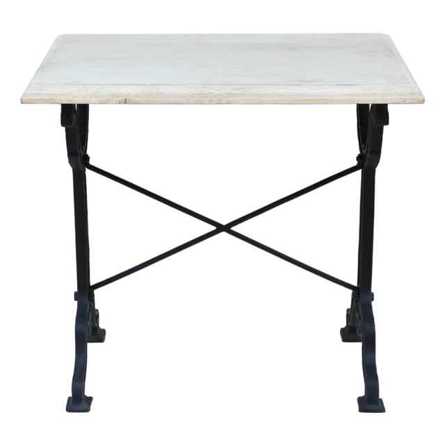 Matthew Izzo Home Avignon Lightly Distressed Whitewashed Oak and Cast Iron Bistro Table - Rectangular For Sale