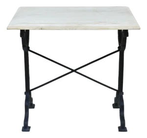 Matthew Izzo Home Avignon Lightly Distressed Whitewashed Oak and Cast Iron Bistro Table - Rectangular