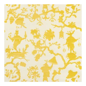 Sample - Schumacher Shantung Silhouette Sisal Wallpaper in Yellow