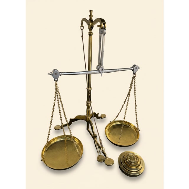 Antique English Doyle & Son Brass Merchant Balance Scale With Avery Weights For Sale - Image 12 of 16