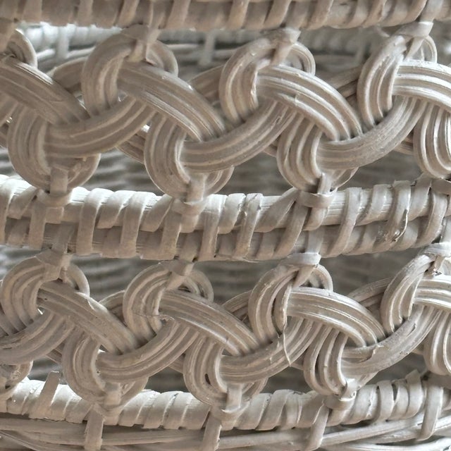 Mid-20th Century White Wicker Wastepaper Basket For Sale - Image 12 of 13