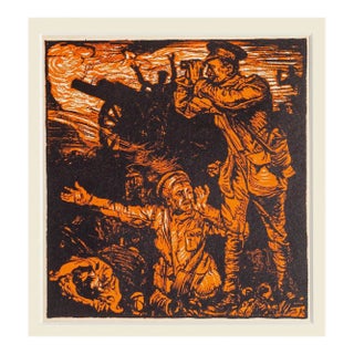 Frank Brangwyn, Fight of Neuwe Chapelle, Woodcut, 20th Century For Sale