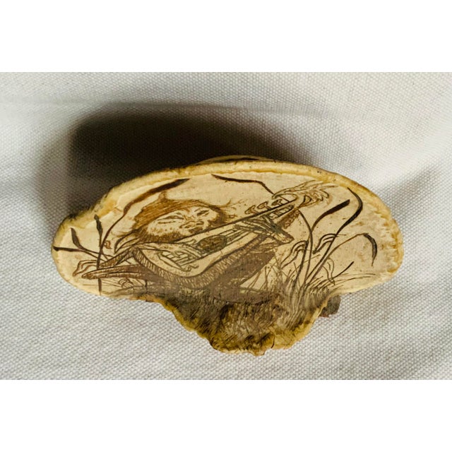 Wood Mid-Century Etched Folk Art Artist's Conk Mushroom For Sale - Image 7 of 17