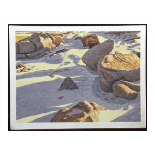 Gordon Mortensen "Rocks at Spanish Bay" Hand Signed LTD Ed Woodcut Artwork, For Sale