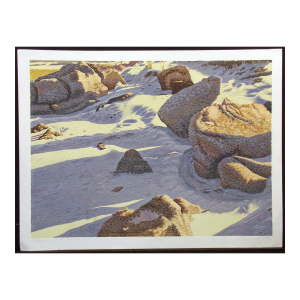 Gordon Mortensen "Rocks at Spanish Bay" Hand Signed LTD Ed Woodcut Artwork,