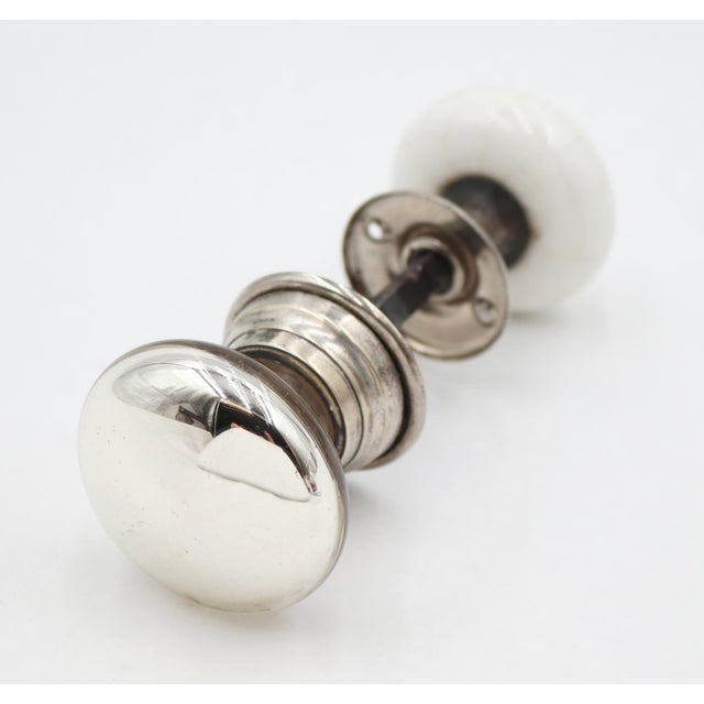 Antique White Ceramic & Mercury Glass Passage Door Knob Set For Sale - Image 4 of 7