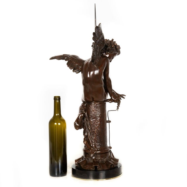 Italian Antique Bronze Sculpture "Genius of Franklin" by Giulio Monteverde For Sale - Image 6 of 18