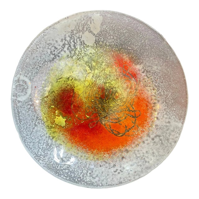 Vintage Art Glass Shallow Bowl For Sale