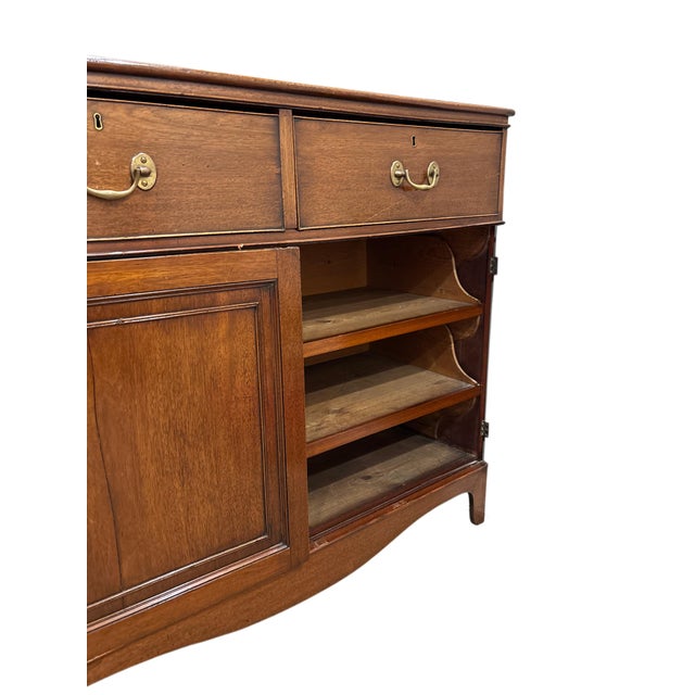 Mid 20th Century Mid 20th Century English Georgian Style Mahogany Sideboard Cabinet With Two Drawers and Double Doors For Sale - Image 5 of 5