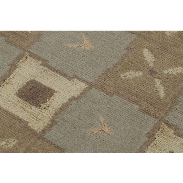 Rug & Kilim’s Custom Art Deco Geometric Blue and Beige Wool and Silk Runner For Sale In New York - Image 6 of 9