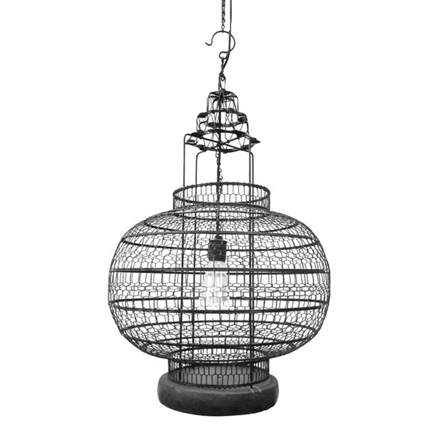 Industrial Wire Work Pumpkin Pendant Light For Sale
