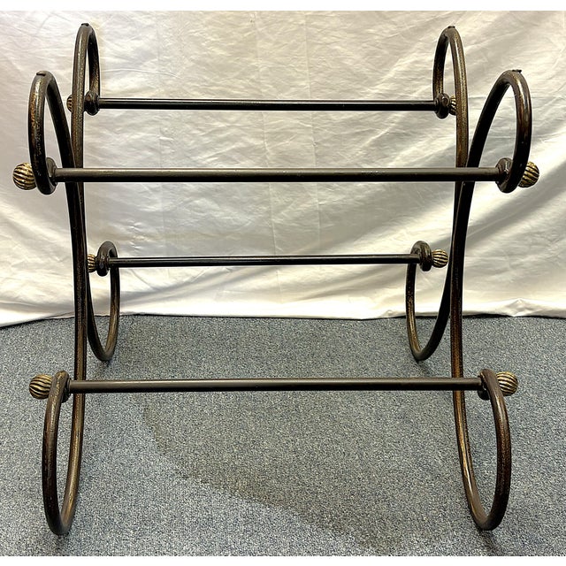 Vintage Scroll Wrought Iron and Brass Square Coffee Table With Beveled Glass Top For Sale - Image 13 of 18