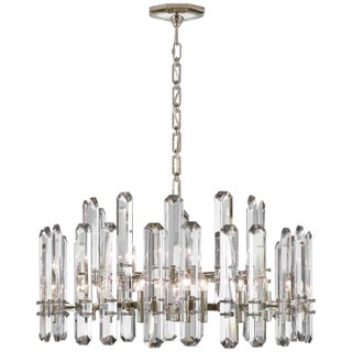 AERIN for Visual Comfort Signature Bonnington Large Chandelier in Polished Nickel with Crystal For Sale