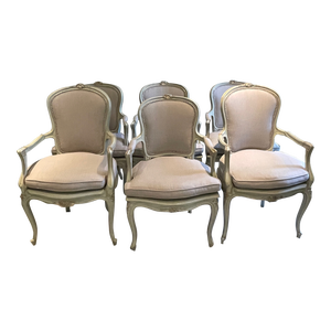 Set of 6 Louis XVI Framed Chairs With New Sunbrella Linen