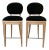 Contemporary Berman Rosetti Honey Maple & Black Suede Swivel Bar Stools - a Pair For Sale