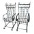 Vintage Mid-Century Era Southwest Spanish Revival Wrought Iron Large Patio Garden Chairs Pair For Sale