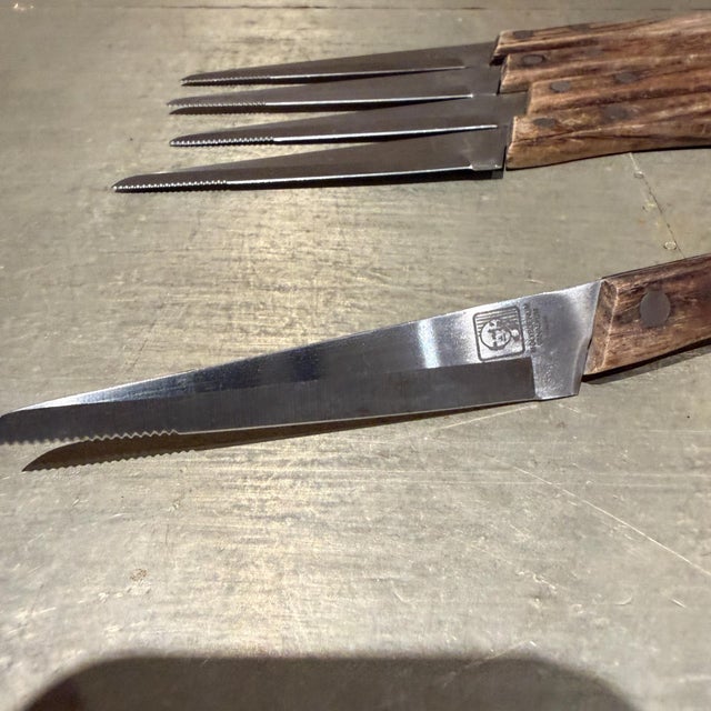 Wood 1960s Japanese Kitchen Knife George Washington Olybdenum Vanadium Stainless Steel - 5 pcs For Sale - Image 7 of 9