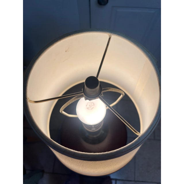 Mid-Century Modern 1970s Solid Brass Tall Accent Lamp With Woven Cream Shade For Sale - Image 3 of 7
