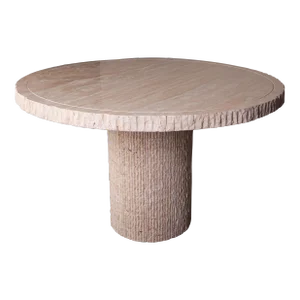 Bord D'éclat Travertine Round Dining Table