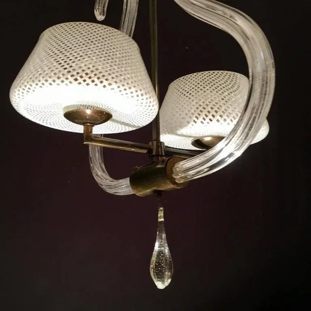 Murano Reticello Chandelier, 1940s For Sale - Image 4 of 9