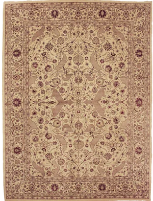1980s Semi Vintage 1980's Agra Tan Wool Rug -9'1 X 12'0